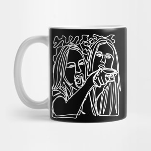 Half Woman Yelling at Cat Memes White Line Doodle Mug